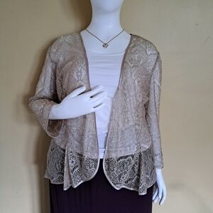 Karen Miller Sparkling Gold Lace Cardigan